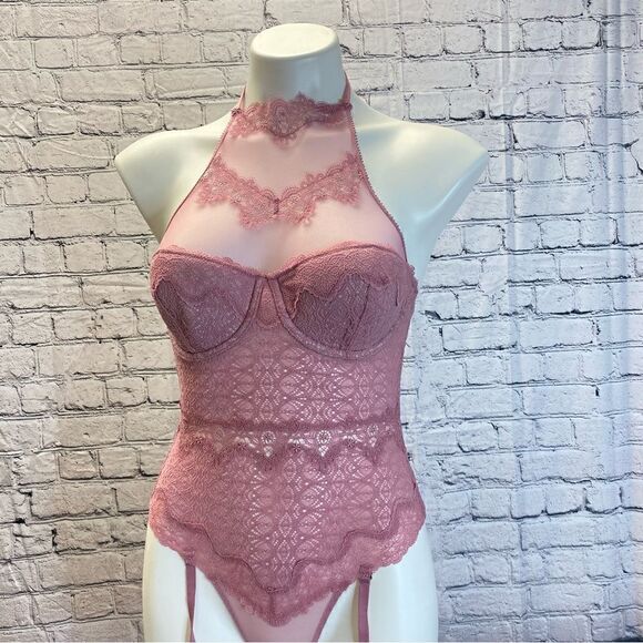 Victorias Secret High Neck Bodysuit lace 32C - Picture 2 of 14